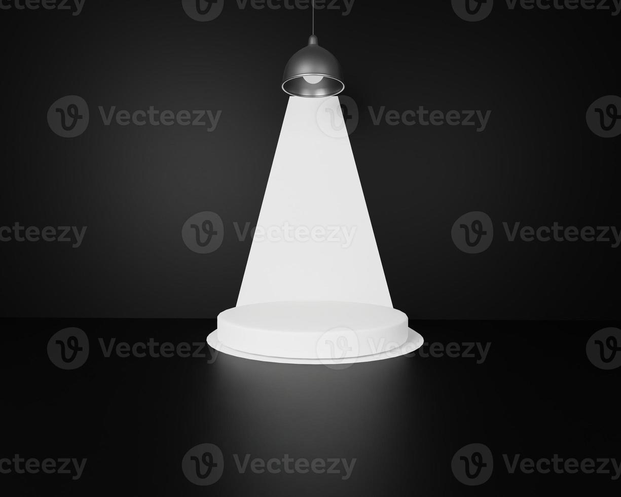 white 3d podium as if illuminated by lights photo
