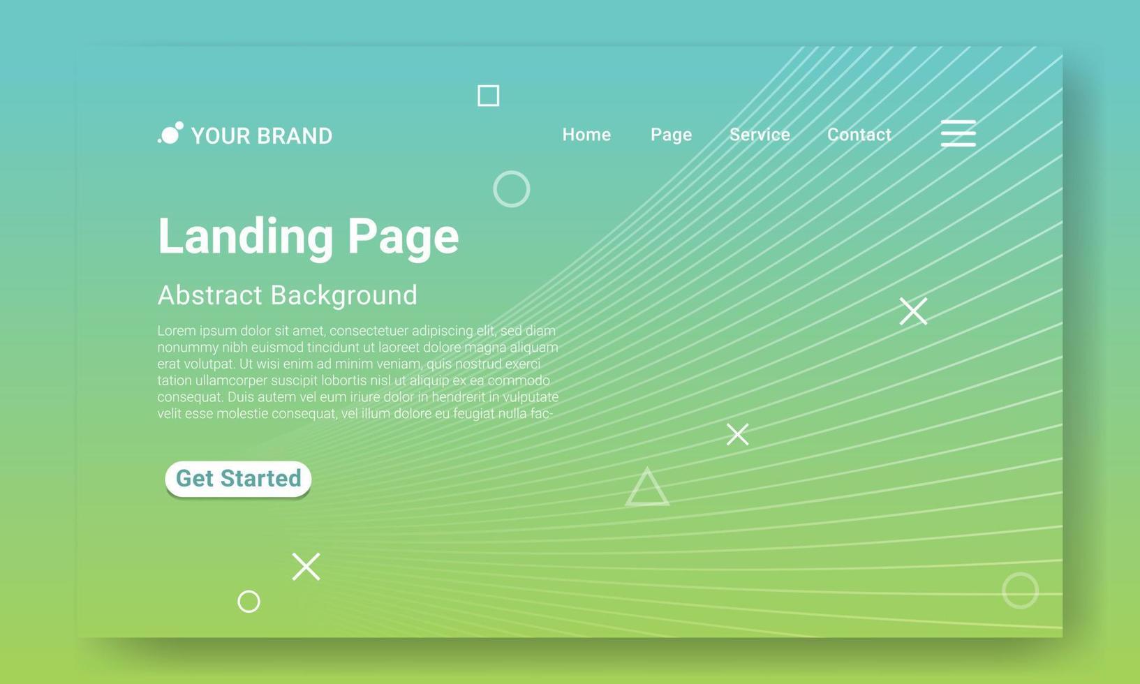 Modern Landing Page Website Template Vector. Minimal Green gradient geometric background with dynamic wave and Geometric element. Design for website and mobile website development. vector