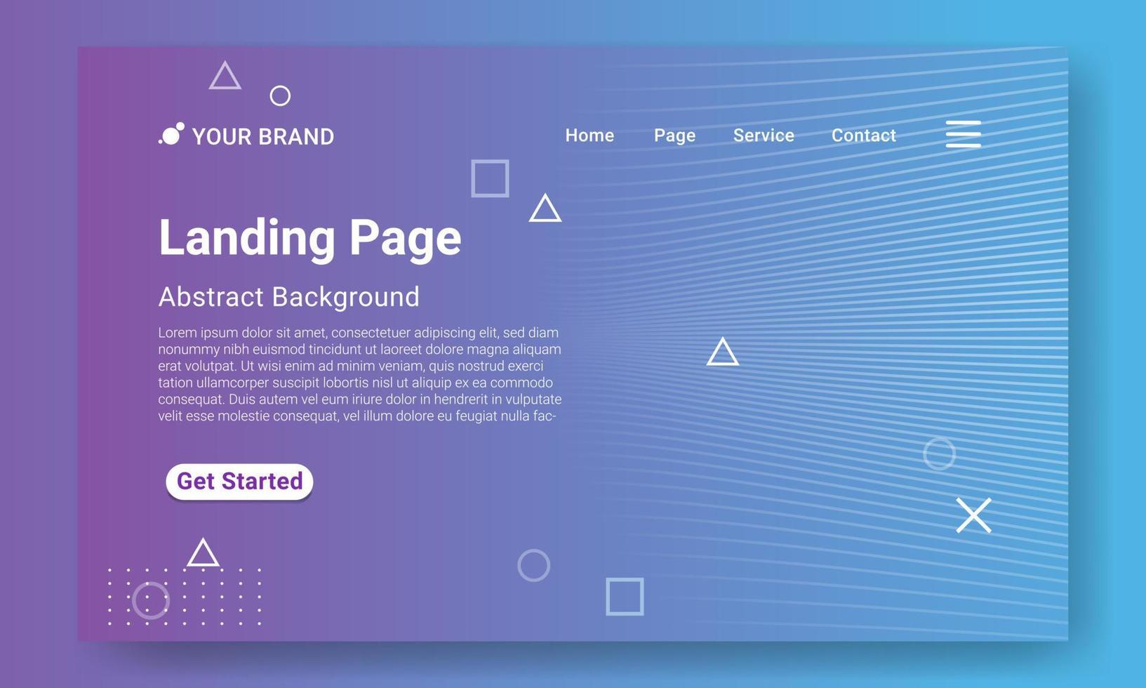 Modern Blue gradient geometric background with dynamic shapes, wave and geometric element. Modern Landing Page Website Template. Design for website and mobile website development. vector
