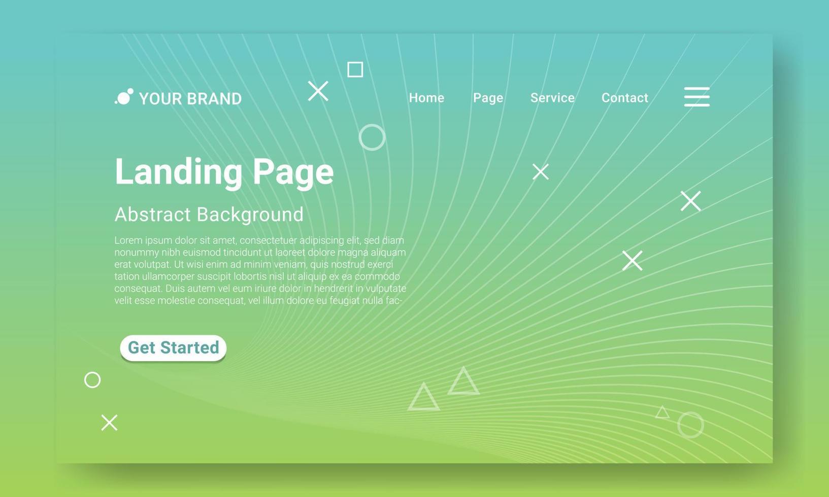 Gradient Landing Page Website Template Vector. Modern Green gradient geometric background with dynamic shapes and Geometric pattern. Design for website and mobile website development. vector