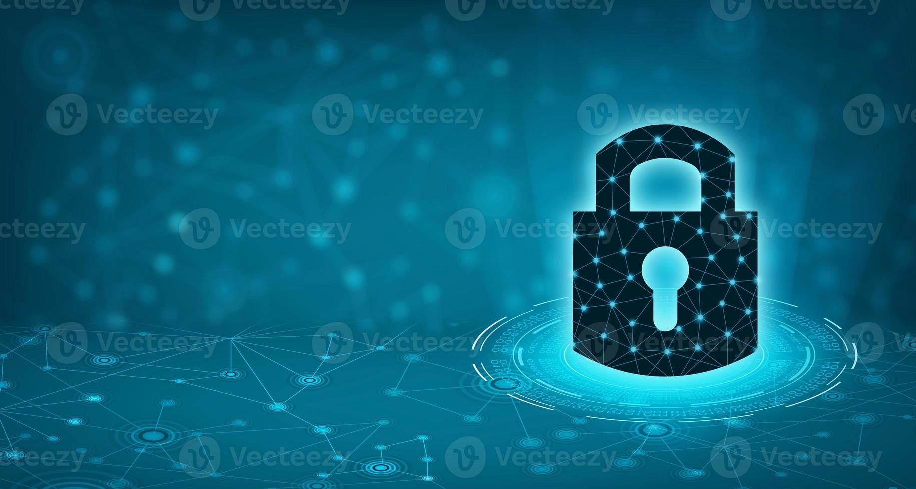 Highly secure IT device protection shield. blue background photo