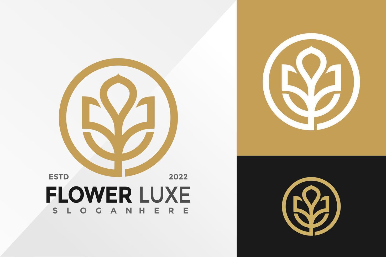 Gold Flower Bloom Logo Design Vector illustration template