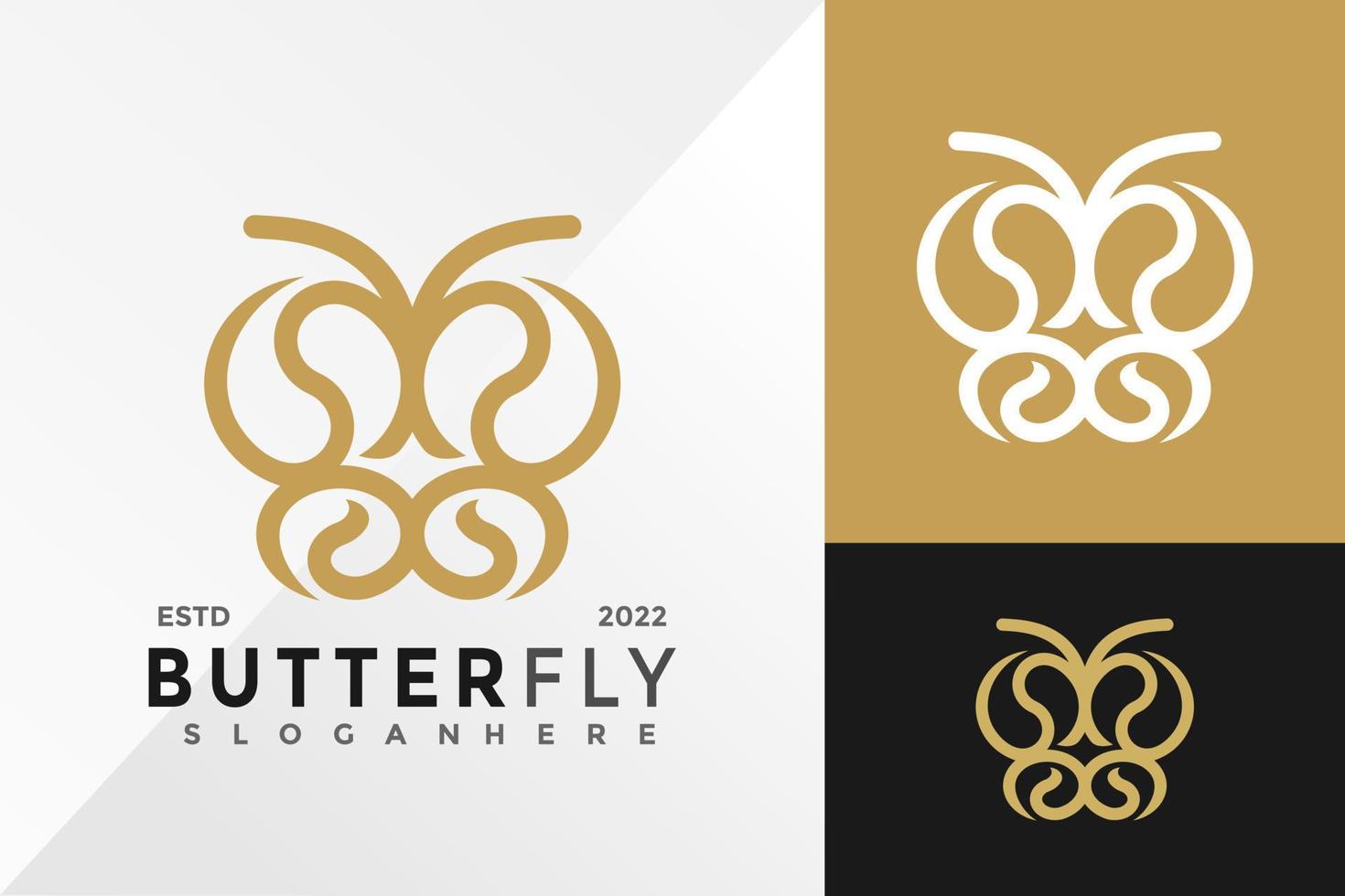 Luxury Butterfly Ornament Logo Design Vector illustration template