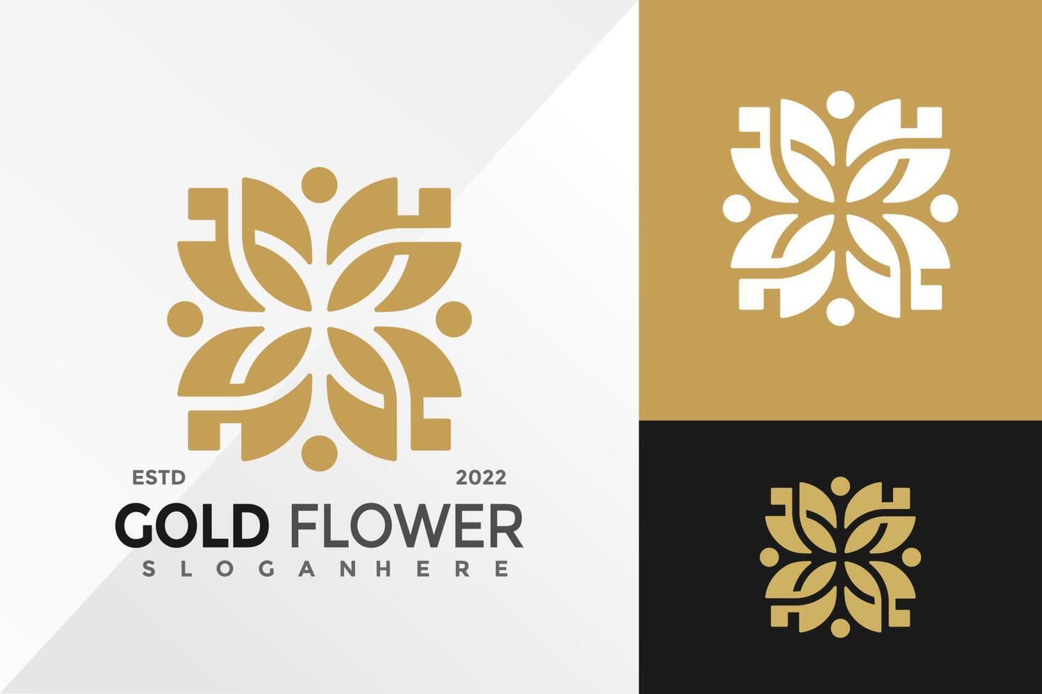 Golden Flower Modern Logo Design Vector illustration template