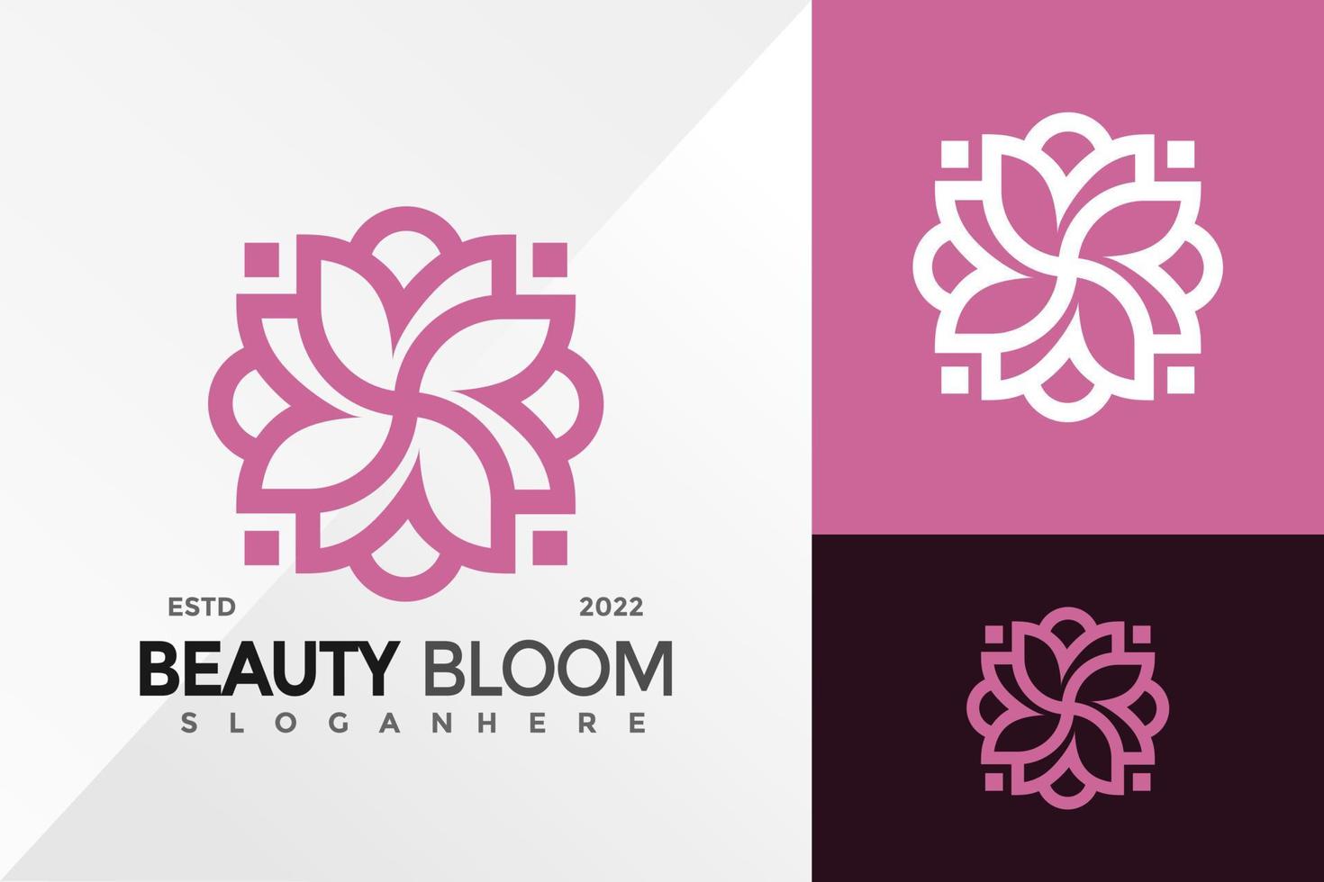 Beauty Flower Bloom Logo Design Vector illustration template