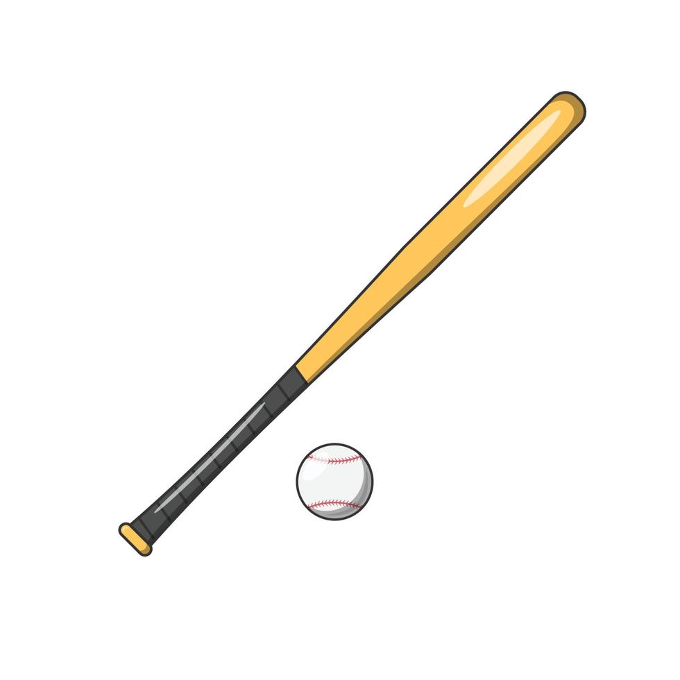 Baseball Bat and Ball Flat Vector Illustration Icon On White Background for web, landing page, sticker, banner