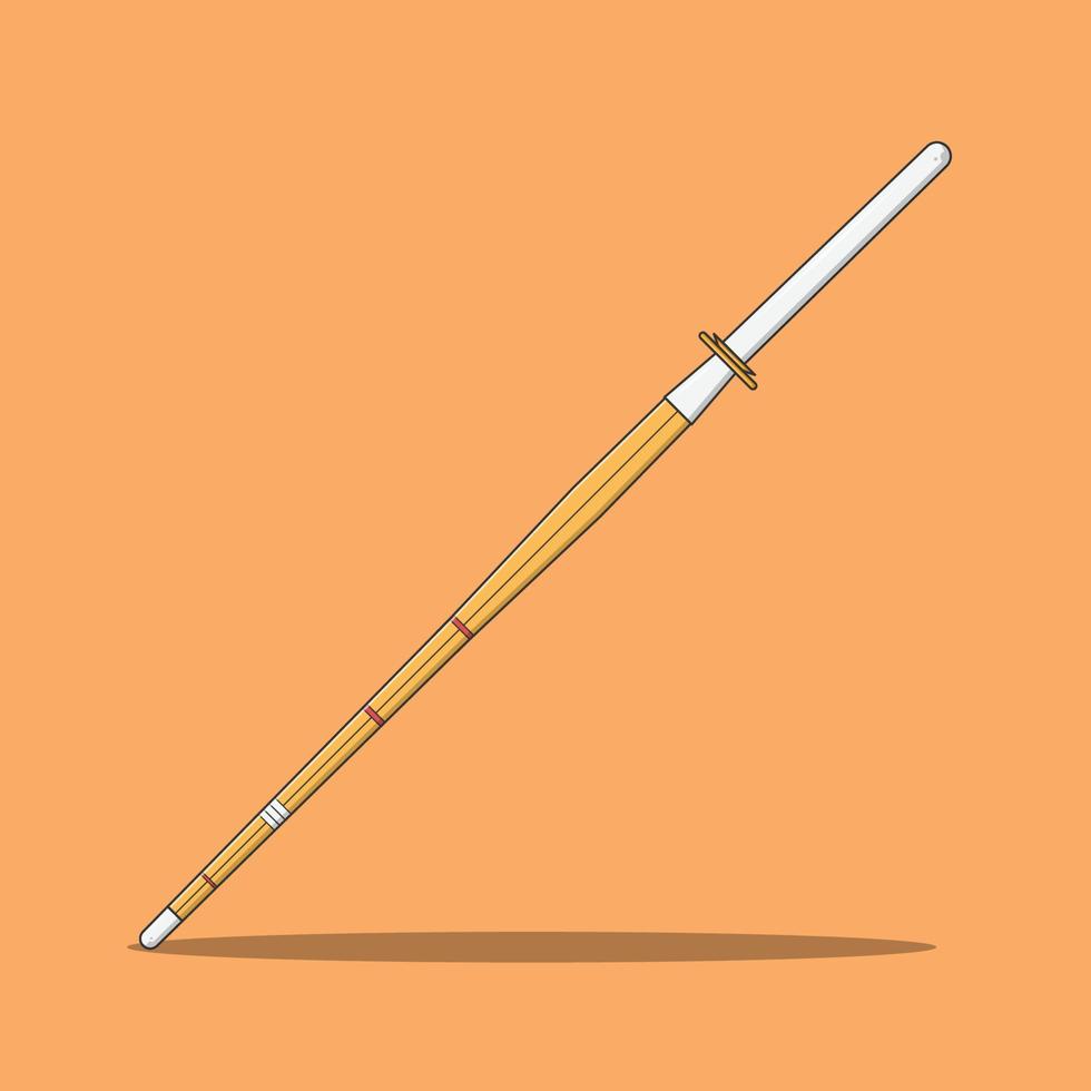 icono de ilustración de vector plano de espada de bambú kendo shinai en fondo blanco para web, página de inicio, pegatina, banner
