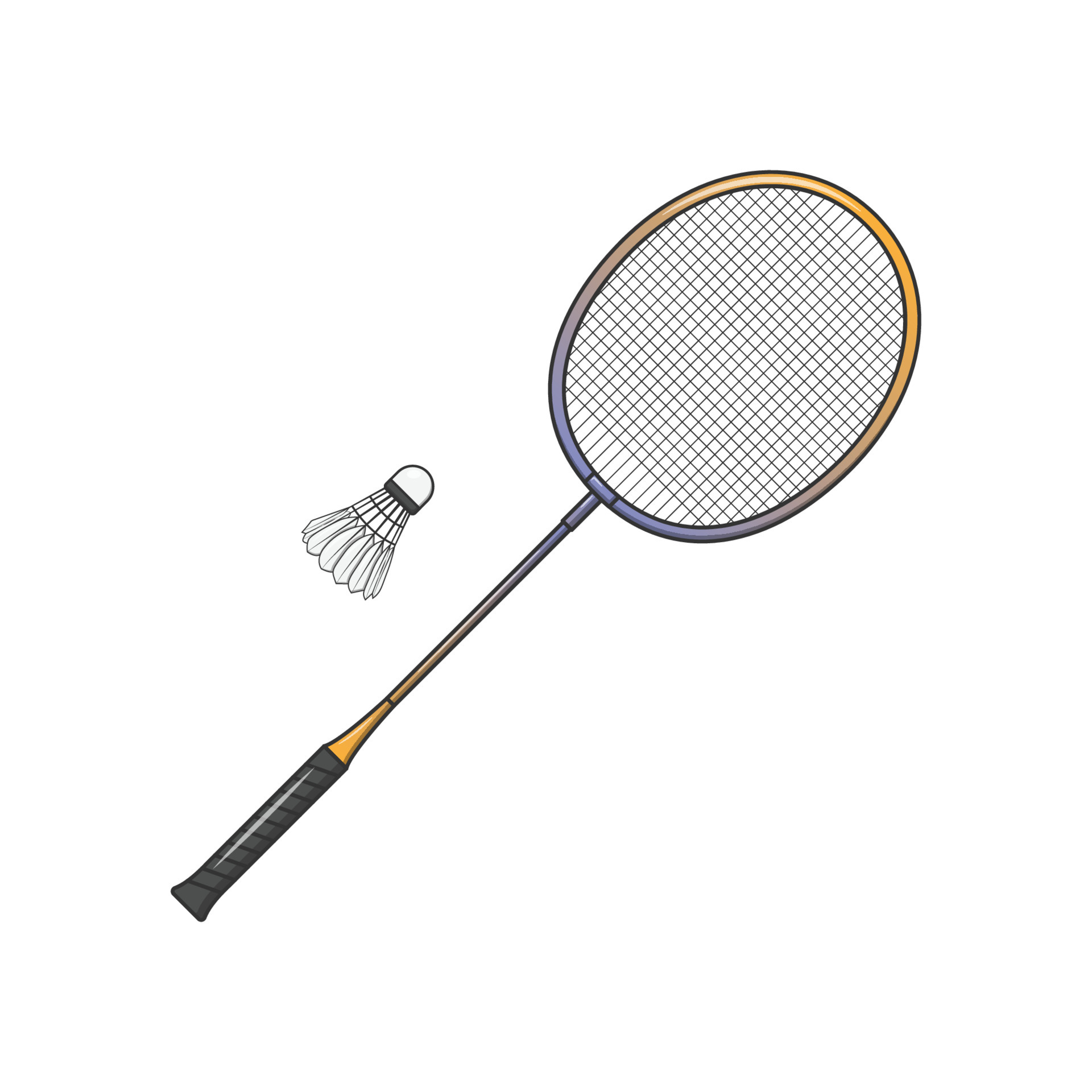 Badminton Racket and Shuttlecock Flat Vector Illustration Icon On