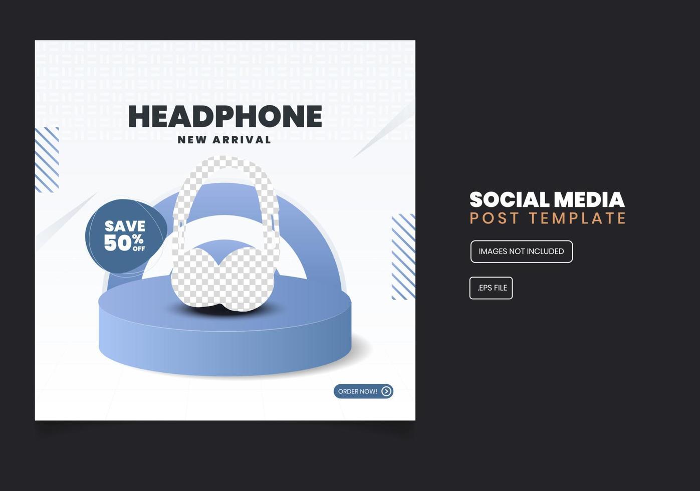 Headphone social media sales banner template vector