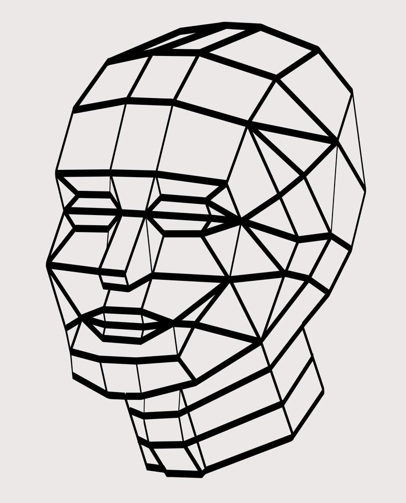 contour, graphic, face, man vector