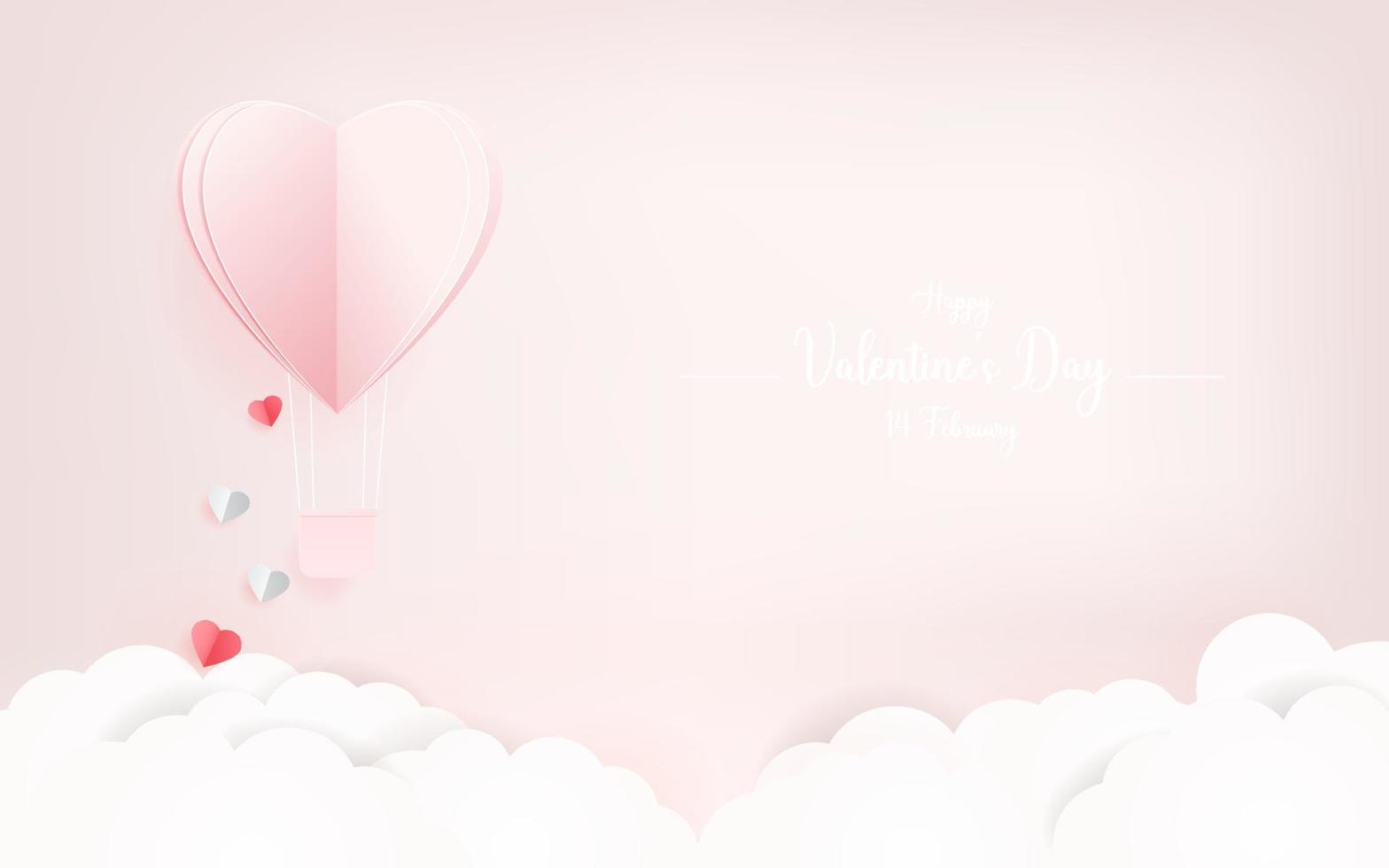 banner de feliz día de san valentín con estilo de corte de papel. vector