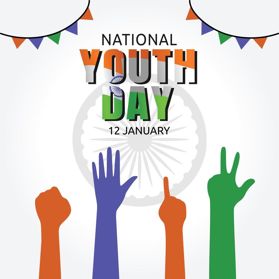 India National Youth Day Vector Illustration.