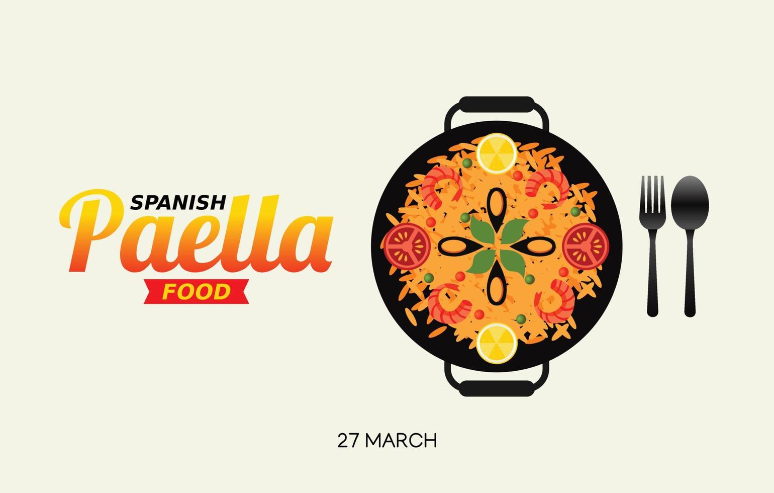 ilustración de diseño de vector de día de comida de paella española.