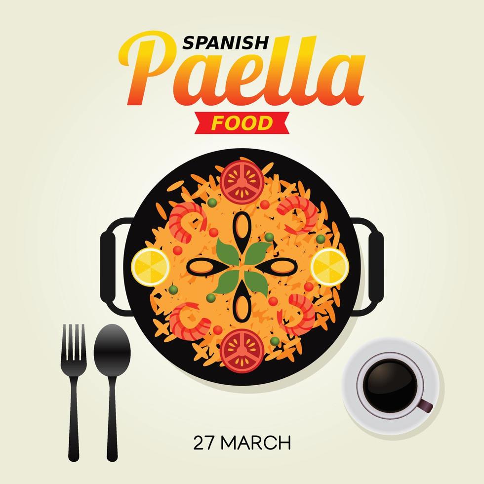 ilustración de diseño de vector de día de comida de paella española.