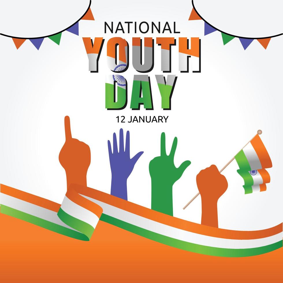 India National Youth Day Vector Illustration.