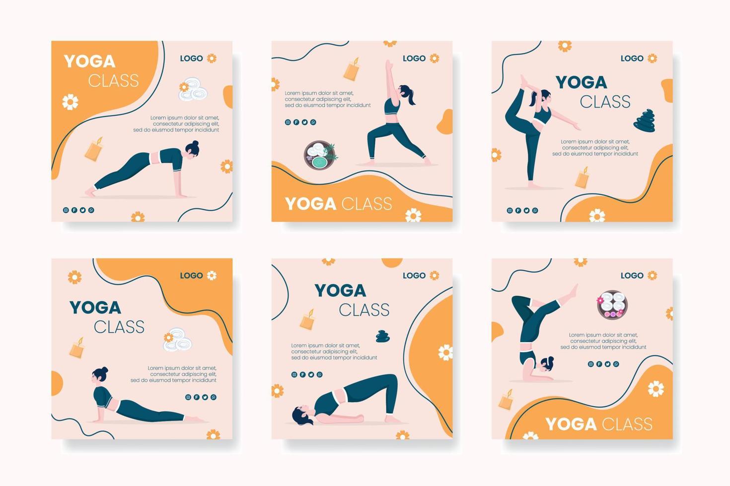 publicación de yoga y meditación editable de fondo cuadrado adecuado para redes sociales, alimentación de ig, tarjetas, saludos, anuncios impresos y web en Internet vector