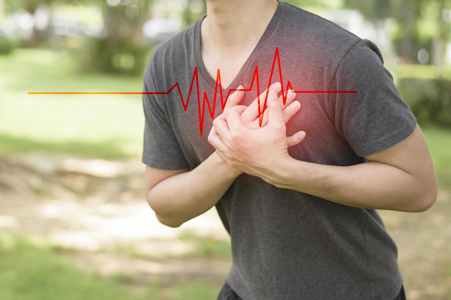 Close up of man is heart attack photo