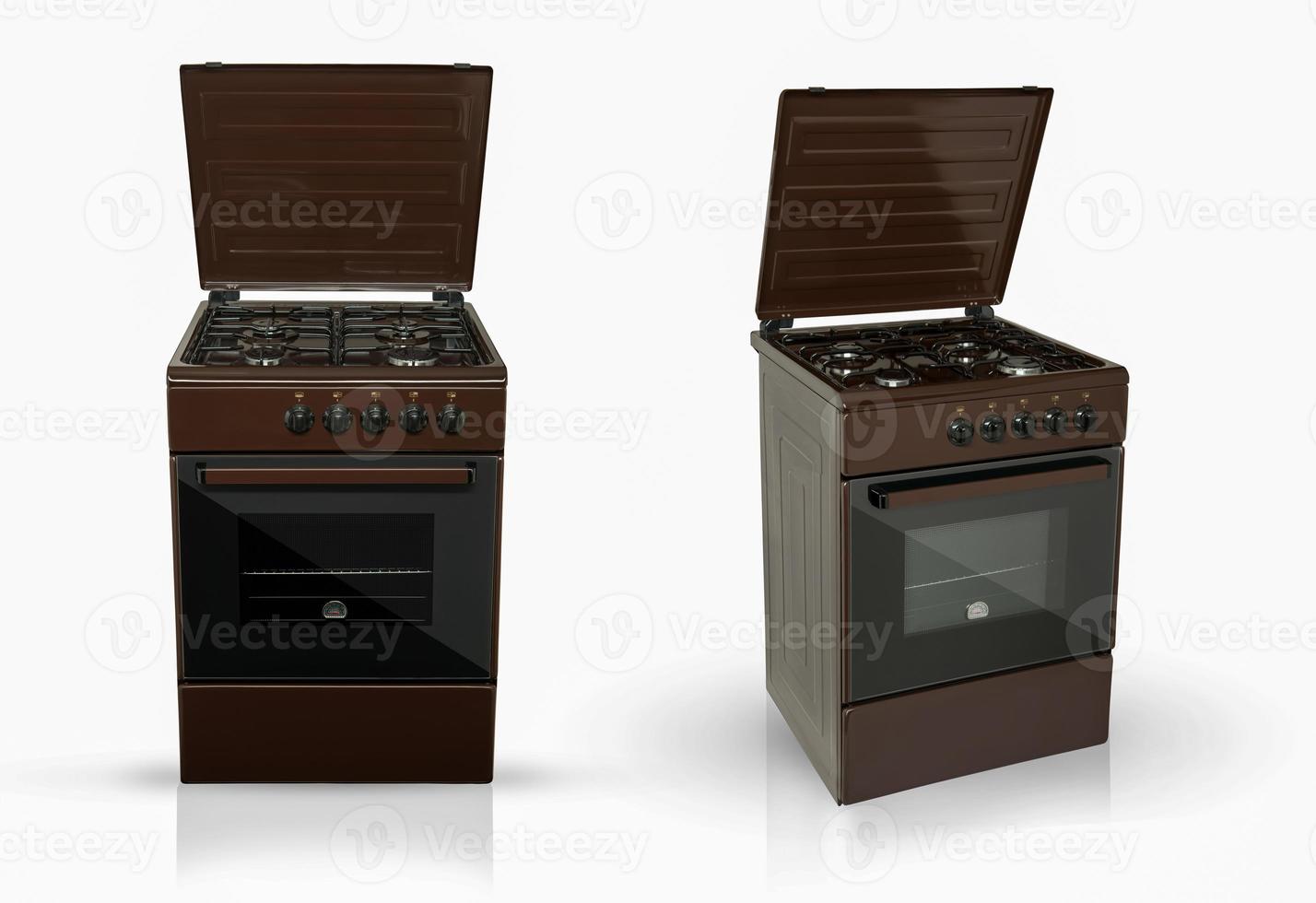 modern household kitchen oven in two review provisions on a white background photo