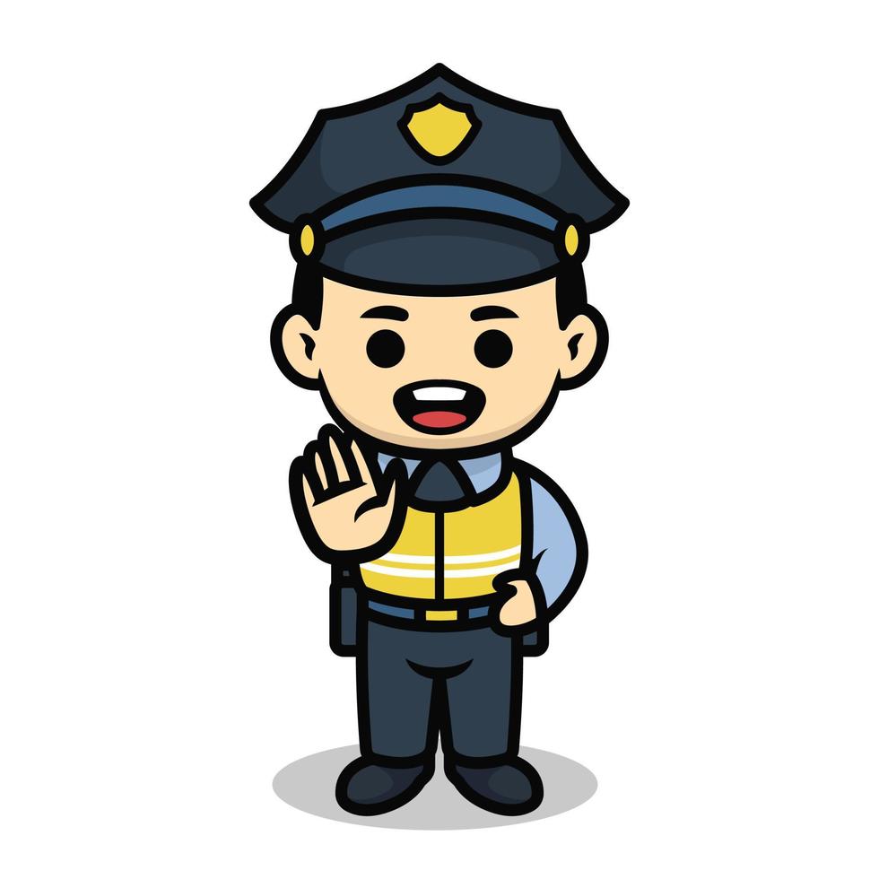 personaje de dibujos animados lindo policía vector