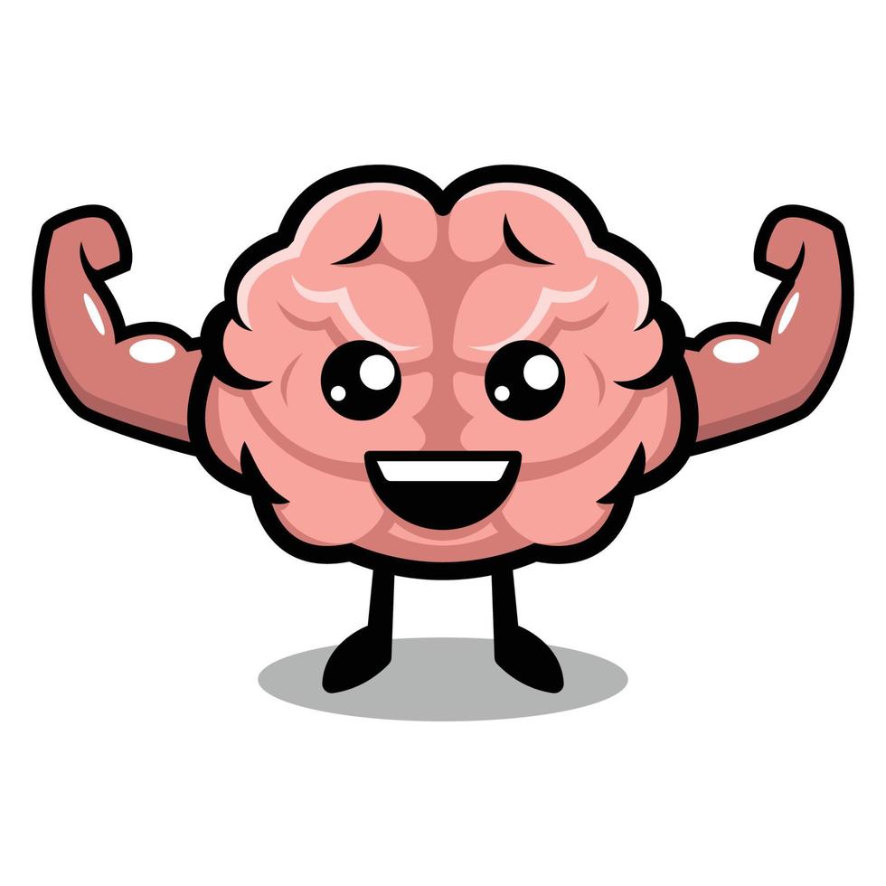 Cute brain mascot vector