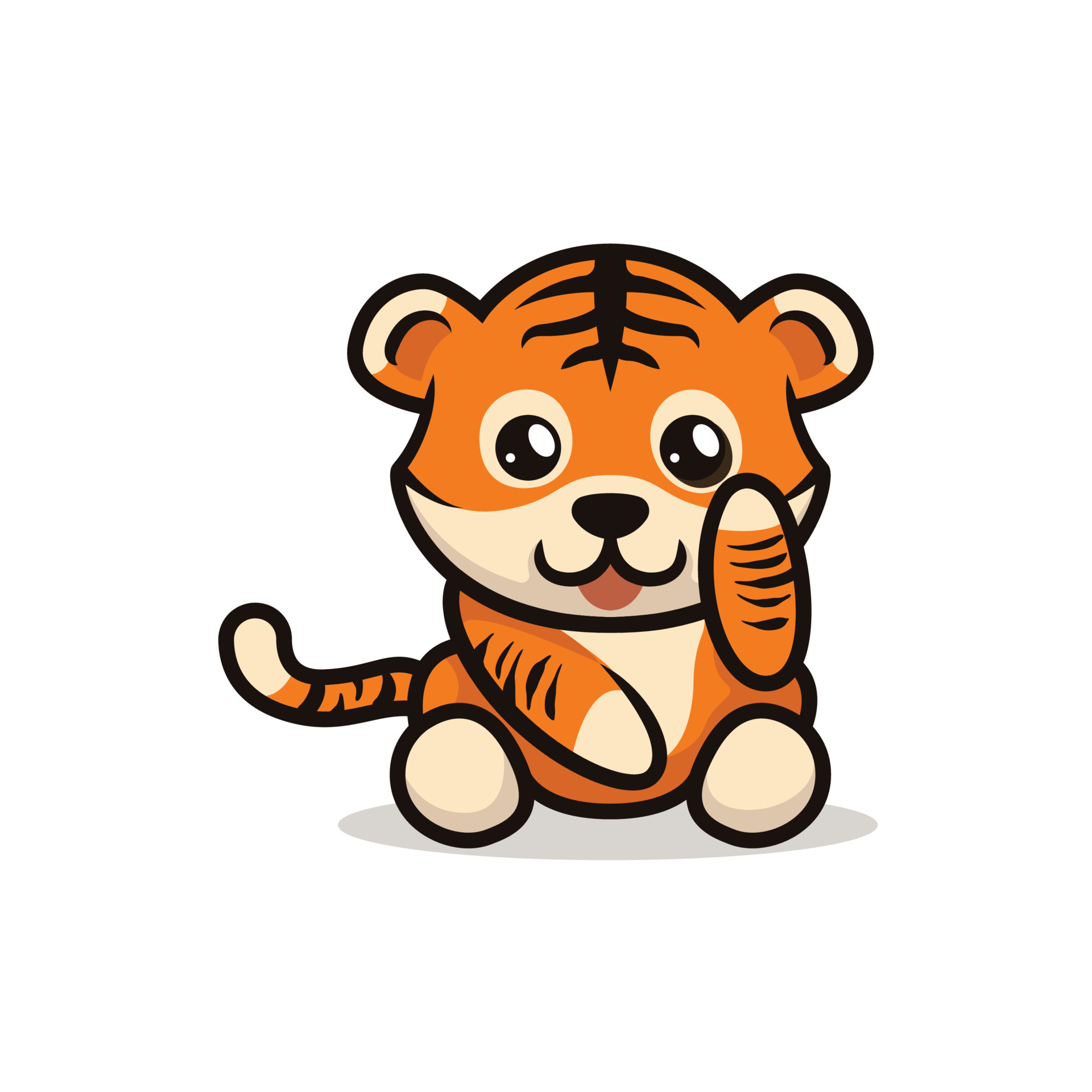 347 Drawing Of Cute Tiger Sitting Illustrations Clip Art IStock | Tiger  Cartoon Drawing 