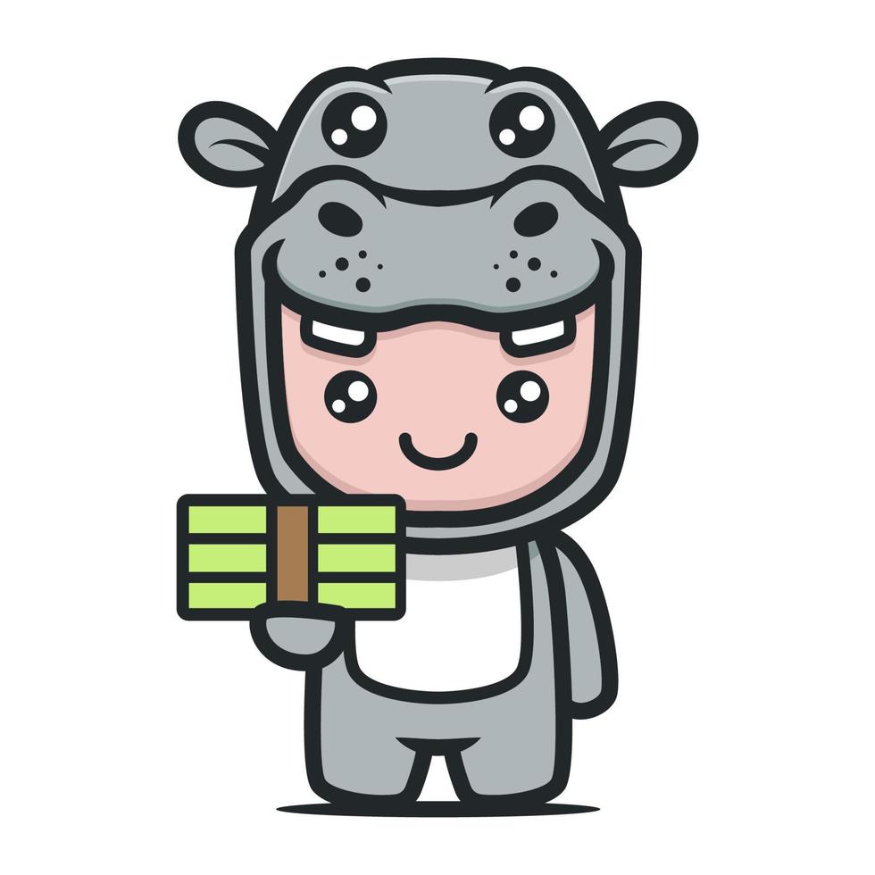 Cute hippo mascot for finance and business design vector