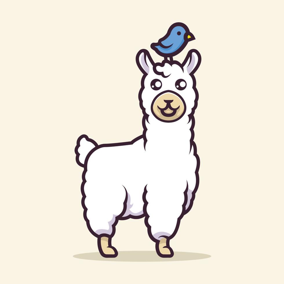 Cute llama Mascot vector illustration