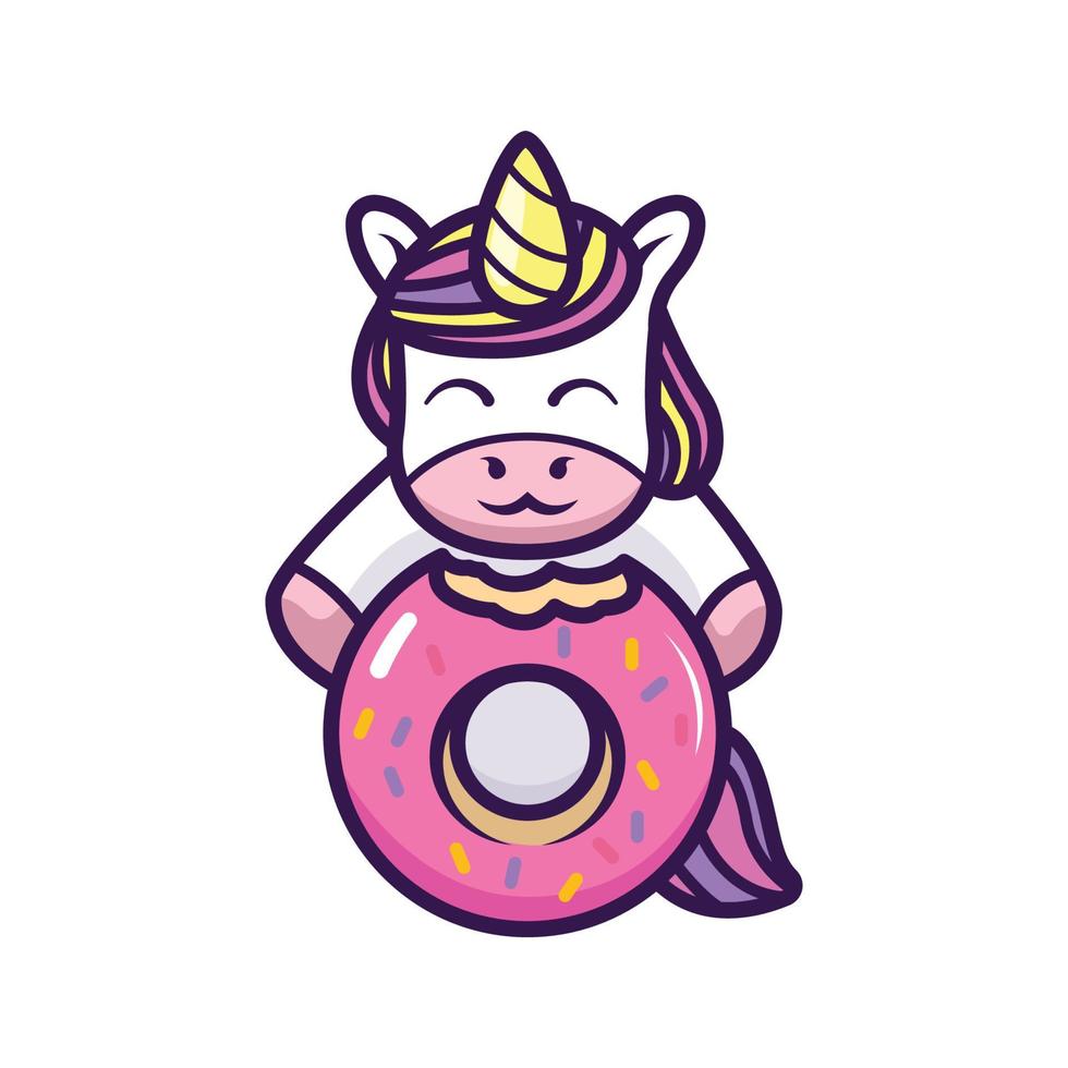 Cute little unicorn mascot design vector