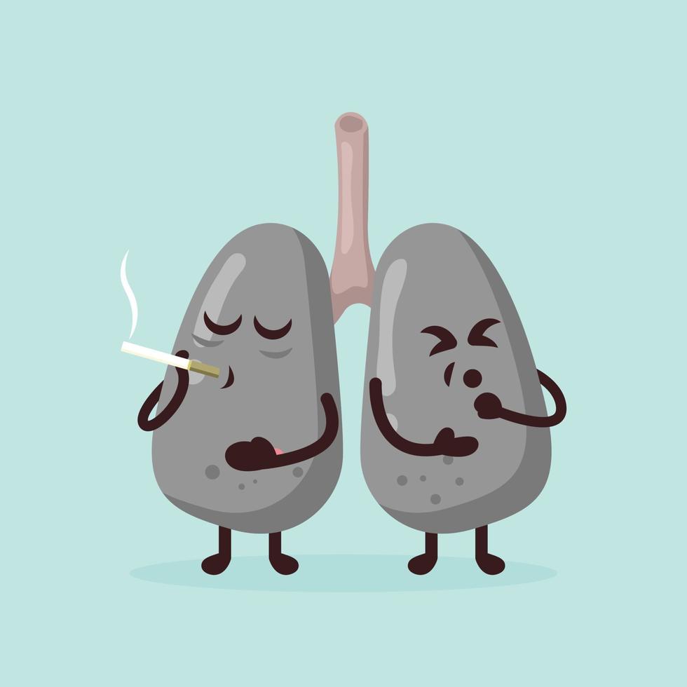 Cute lung health mascot vector