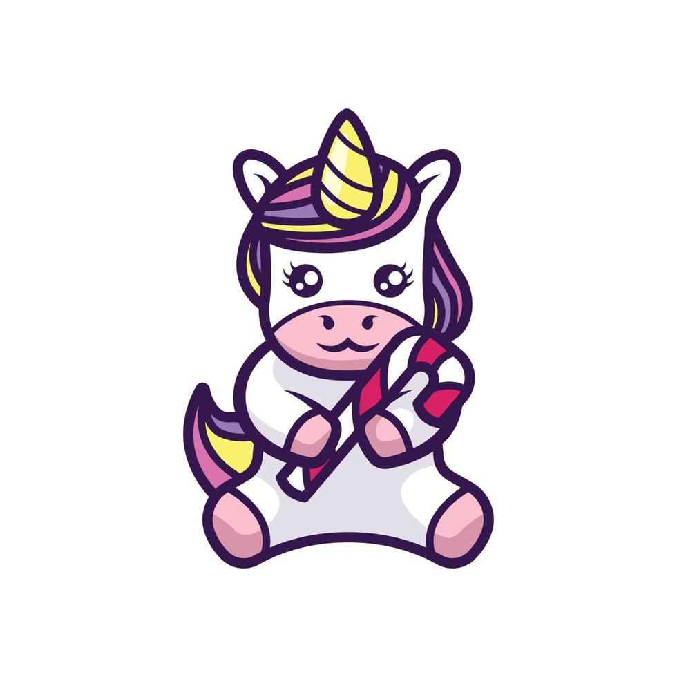 lindo diseño de mascota de unicornio pequeño vector