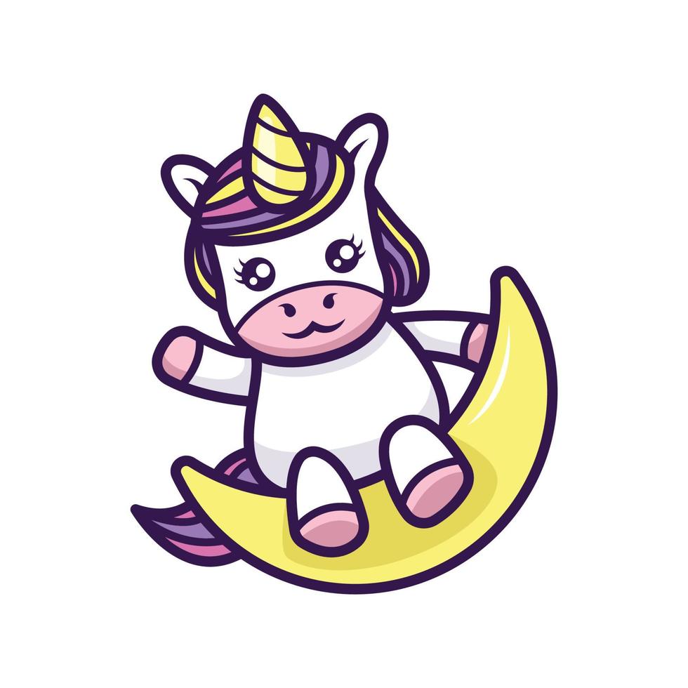 Cute little unicorn mascot design vector