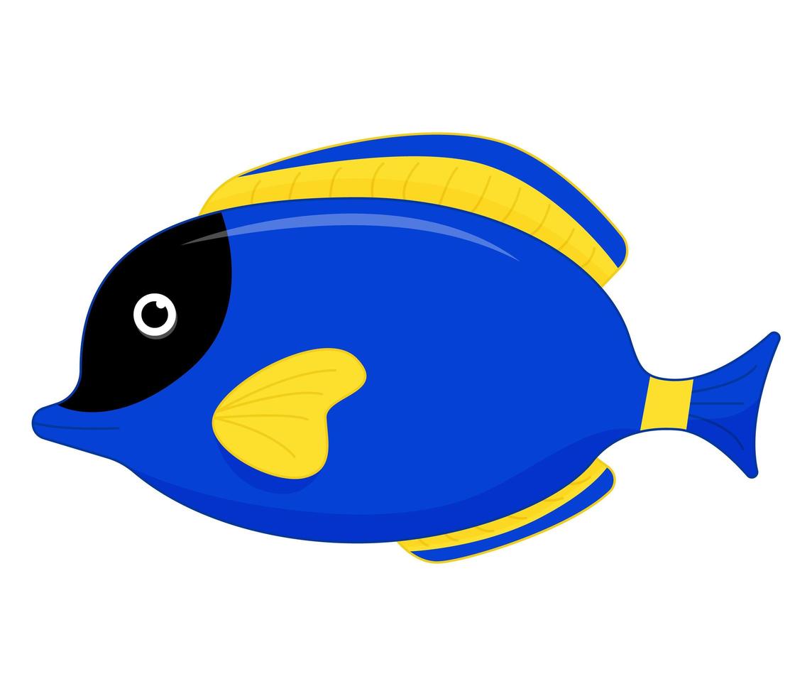 Cute sea fish. Vector cartoon character in ocean. Tropical fish