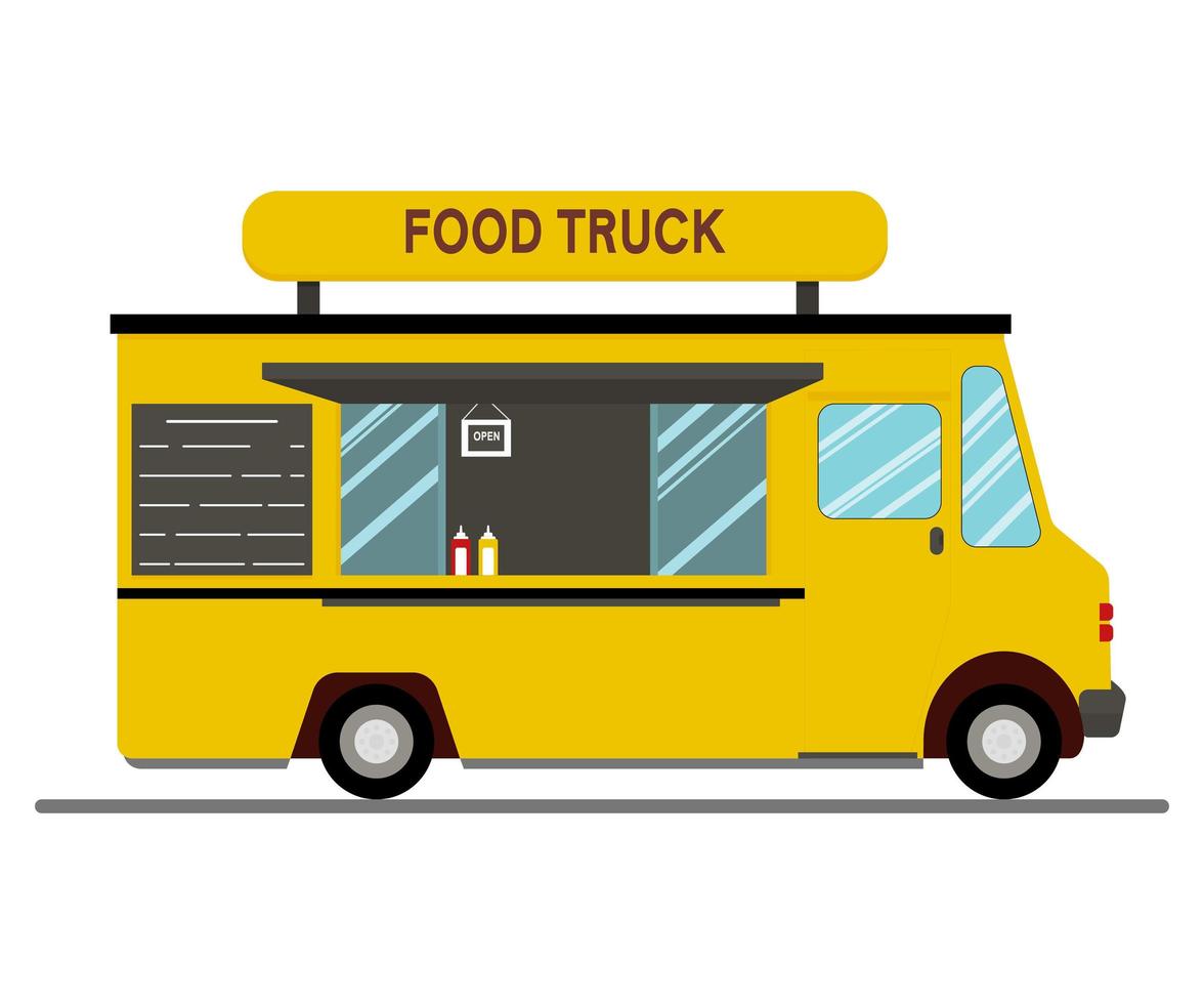 Street food truck. Fast food Delivery. Flat vector illustration