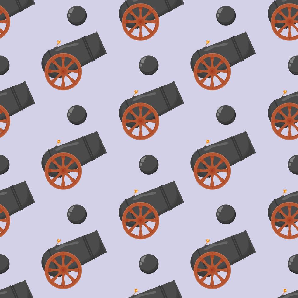Ancient cannon seamless pattern. Flat vector illustration
