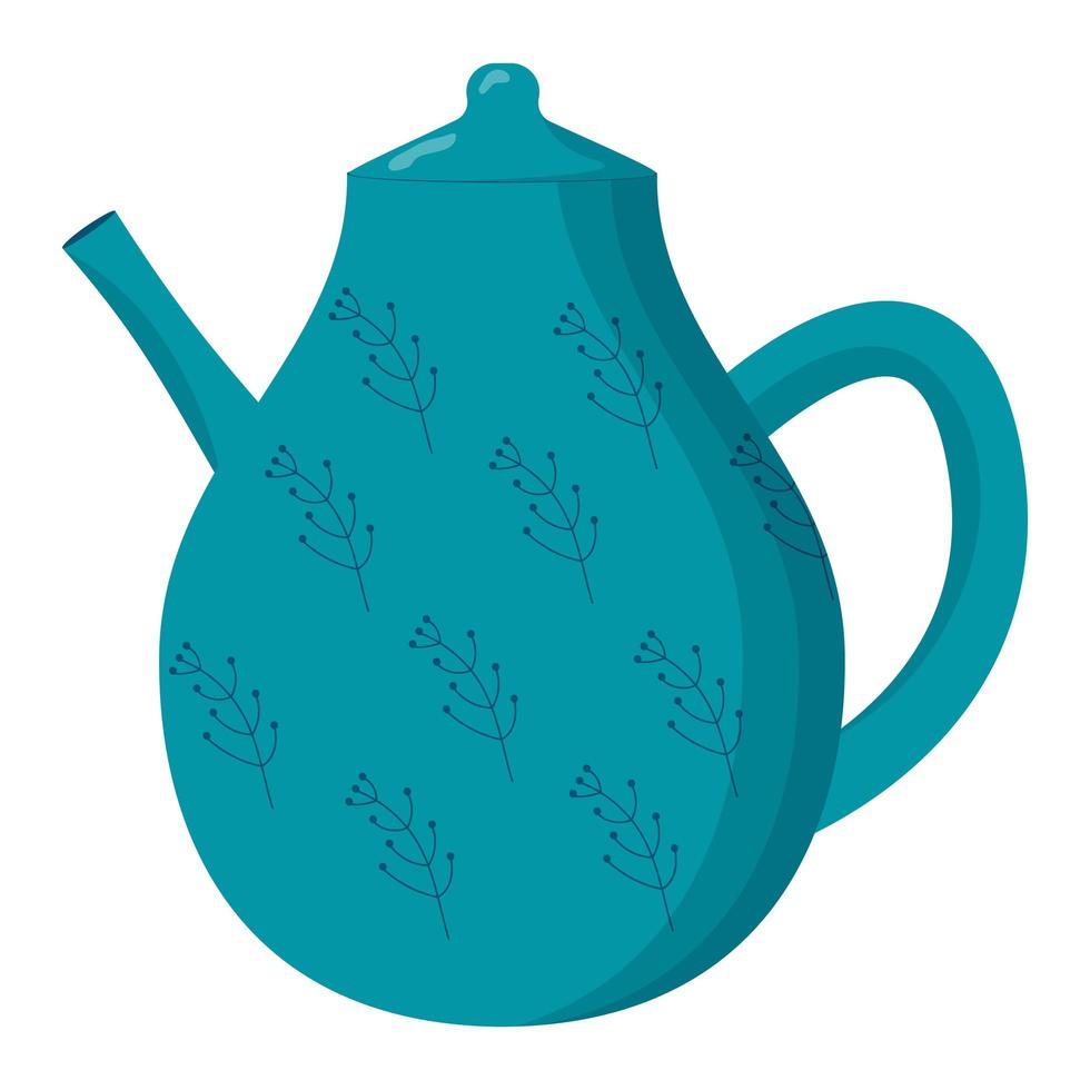 Ceramic kitchenware. Cute handmade ceramic teapot. Kitchen tools, pottery. Flat vector illustration