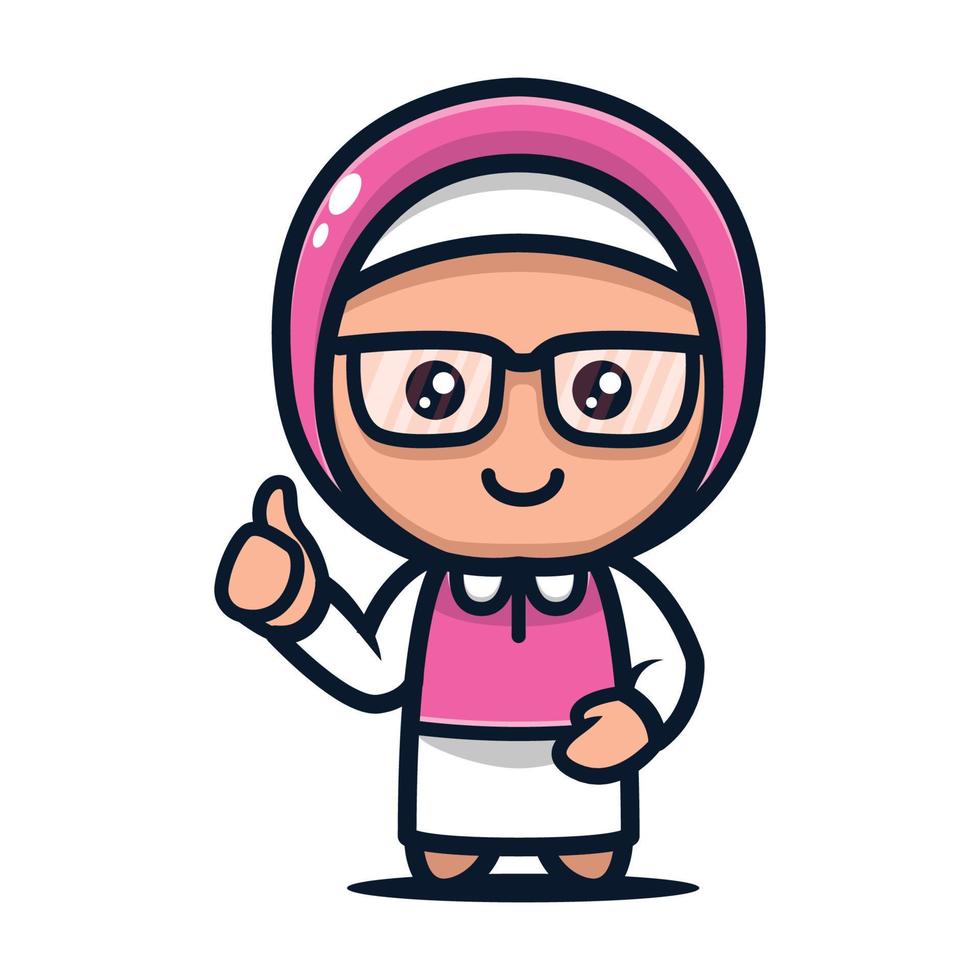 Moslem girl Geek mascot vector