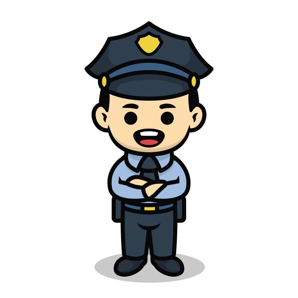 personaje de dibujos animados lindo policía vector