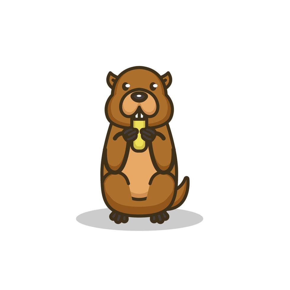 Cute Groundhog mascot vector