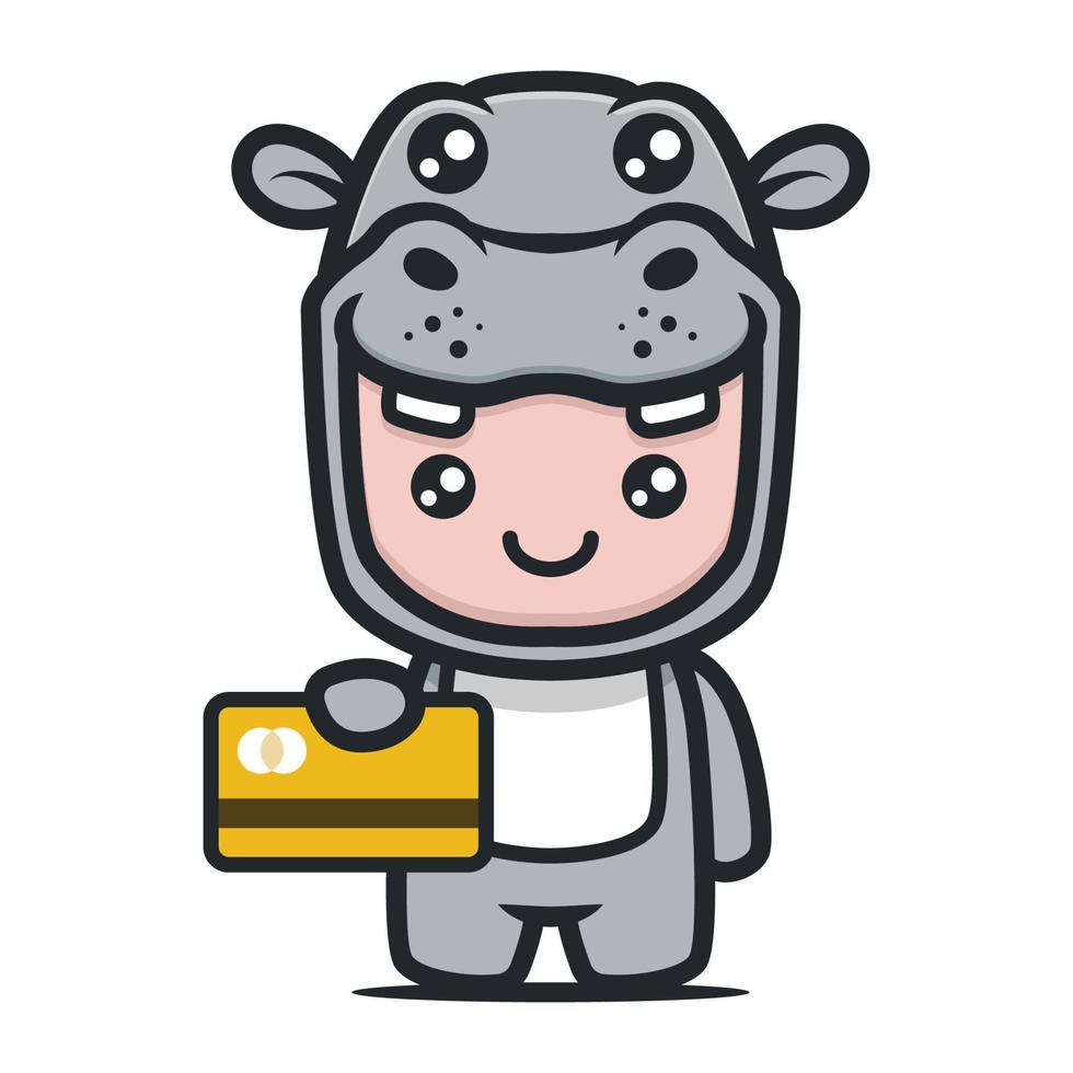 Cute hippo mascot for finance and business design vector