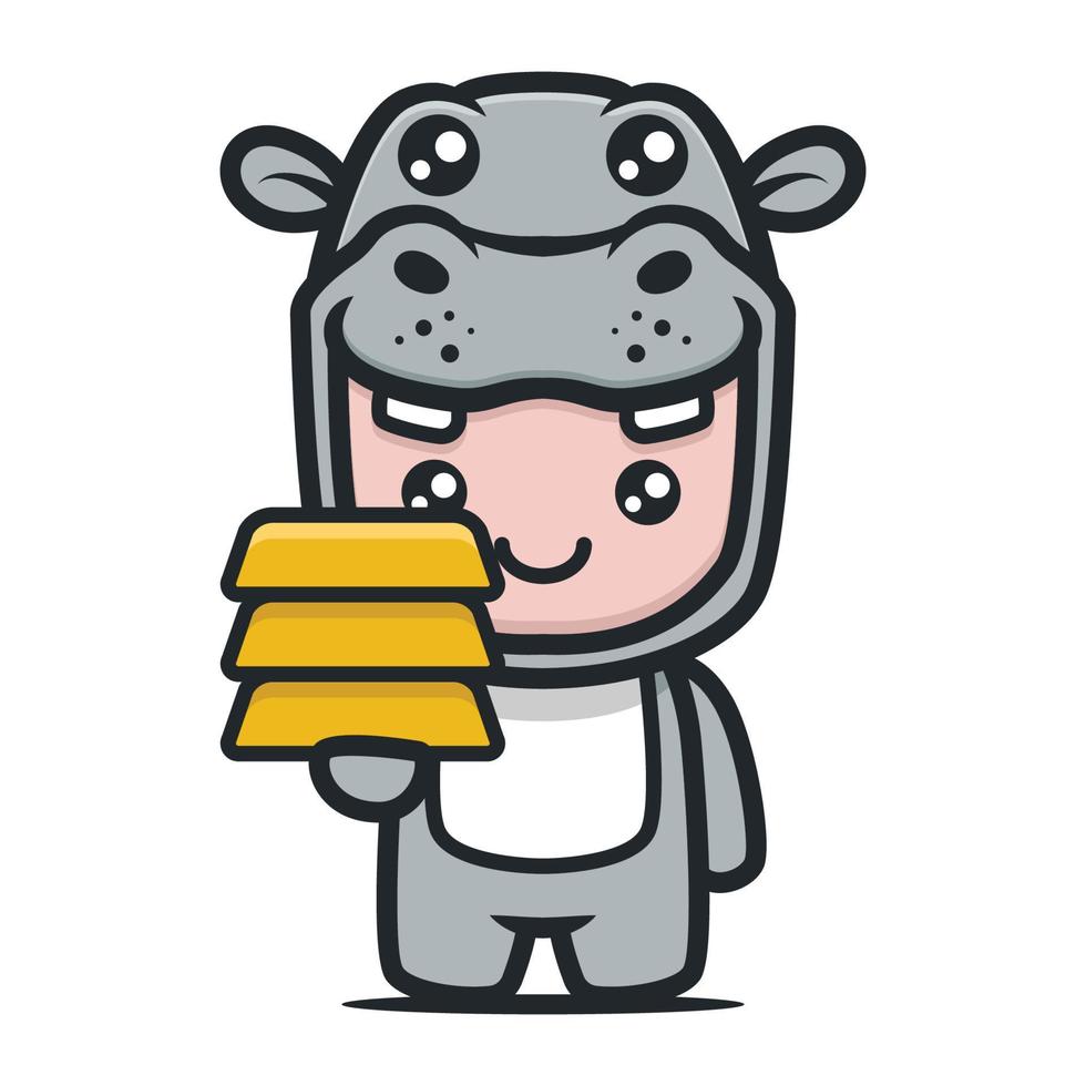 Cute hippo mascot for finance and business design vector