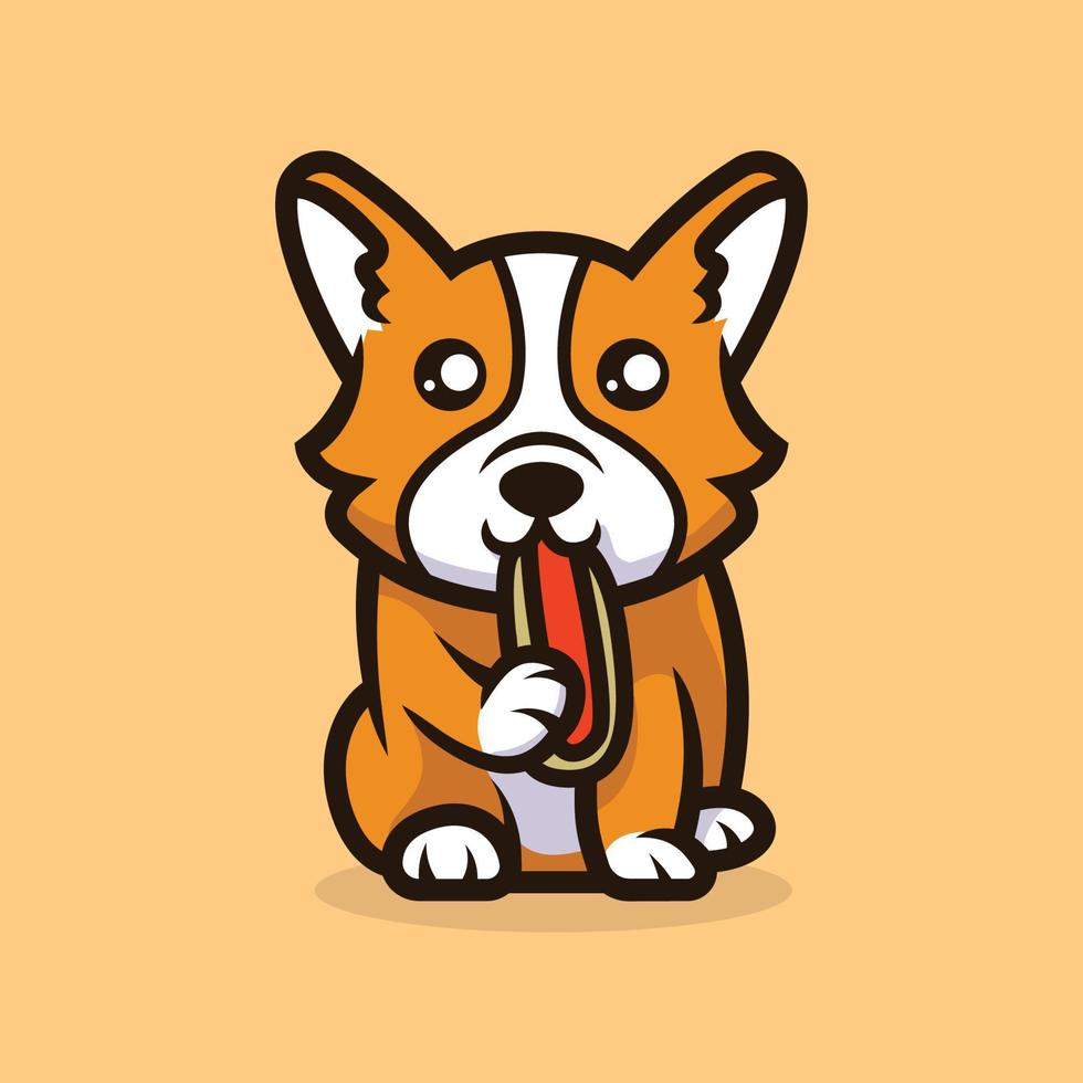 vector de ilustración de mascota de perro corgi lindo