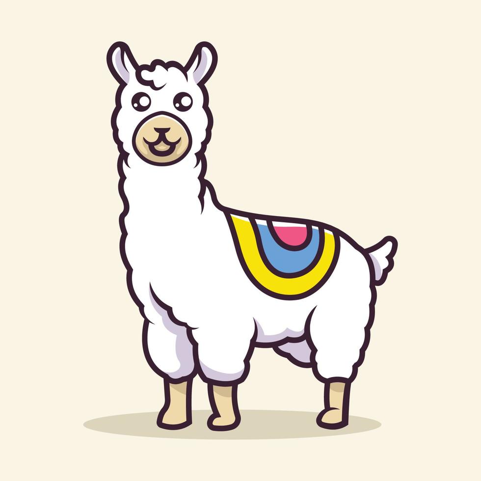 ilustración de vector de mascota de llama linda