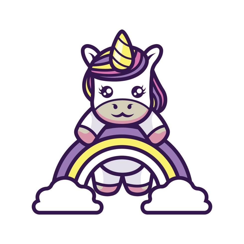 lindo diseño de mascota de unicornio pequeño vector