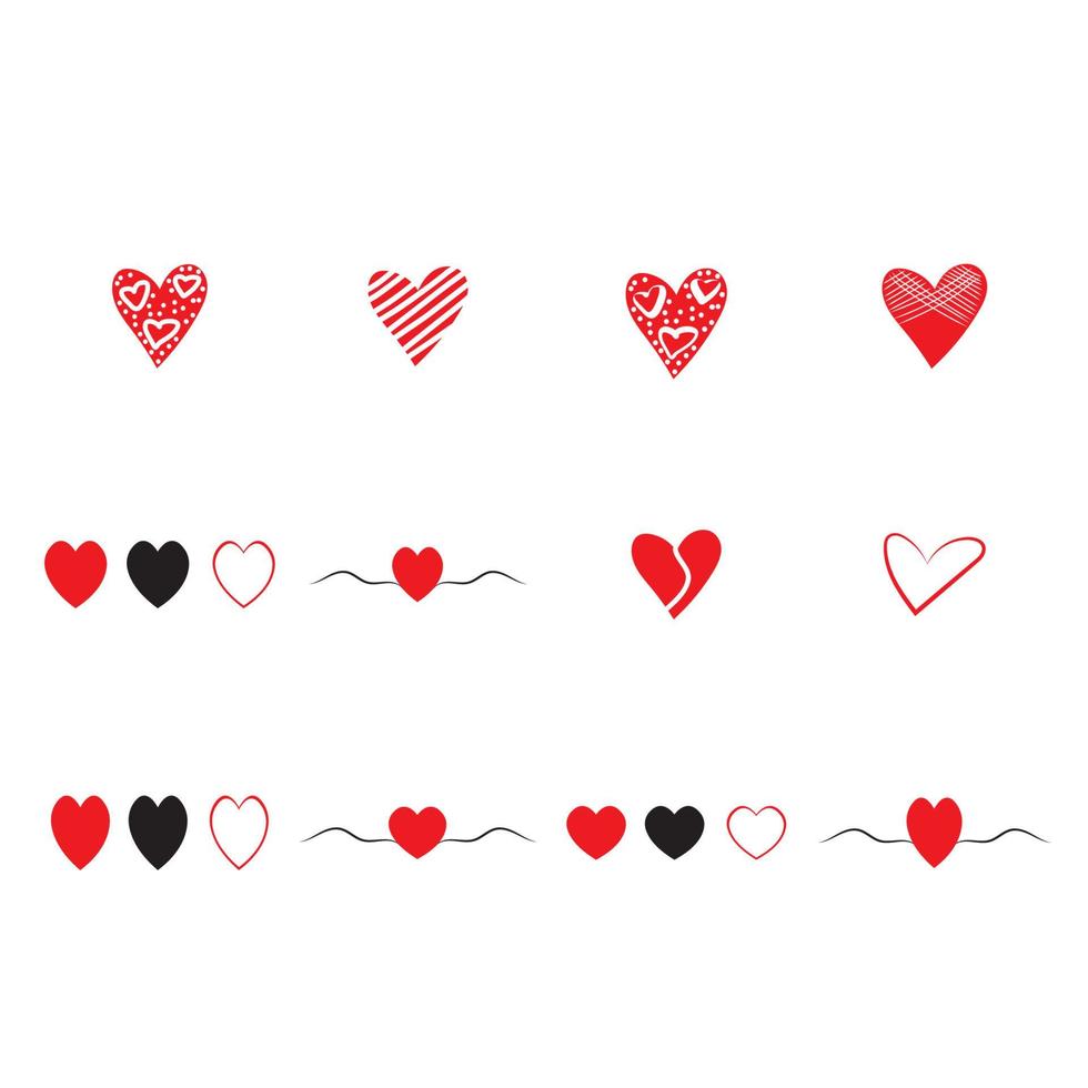 corazones dibujados a mano. elementos de diseño para el día de san valentín. vector