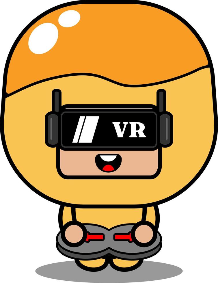vector cartoon character cute nastar food mascot costume playing virtual reality game