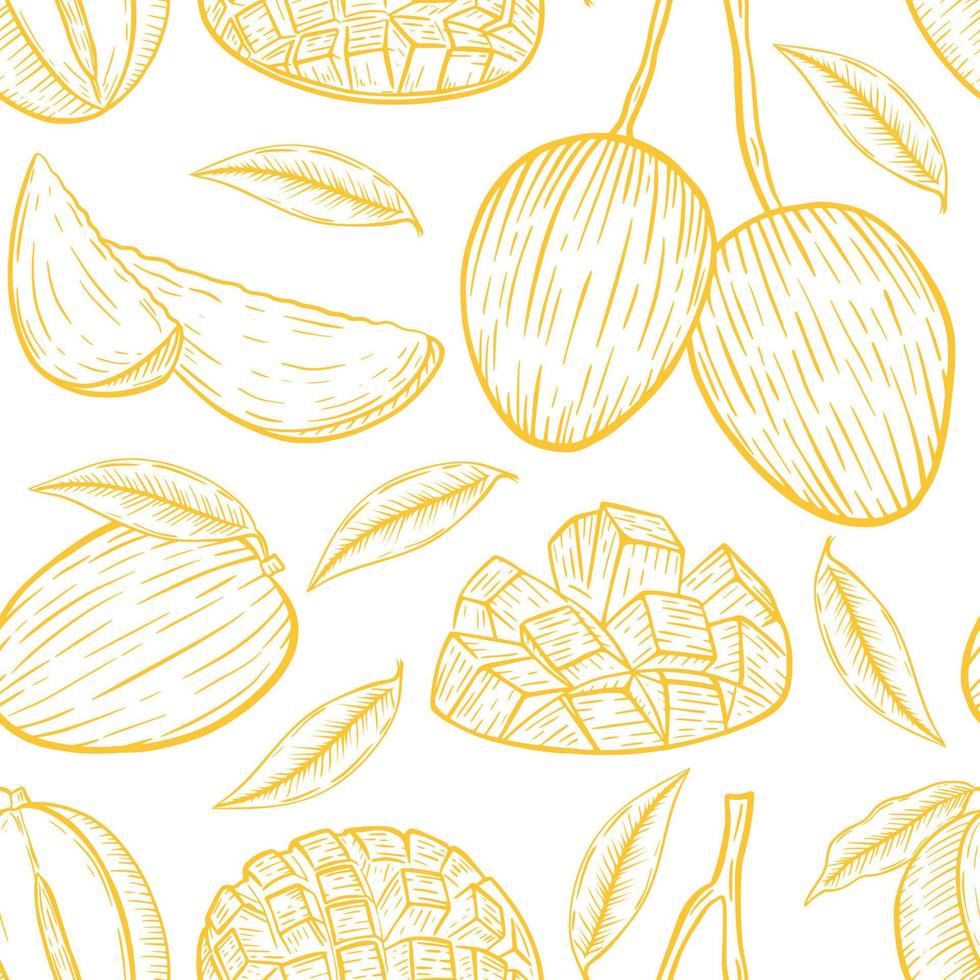 Mango seamless pattern vector illustration