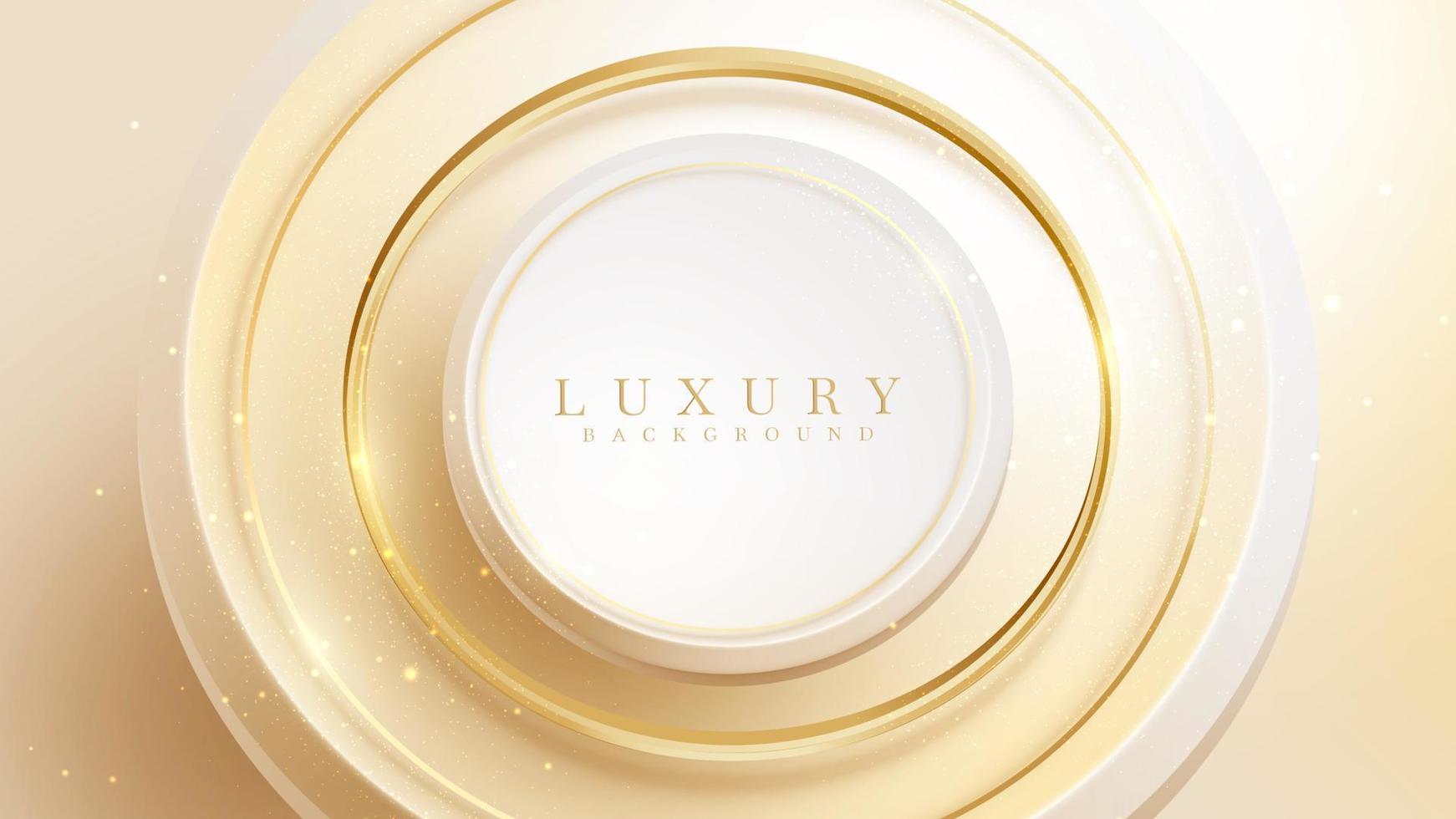 Luxury background. gold 3d circle with glitter light effect decoration. vector