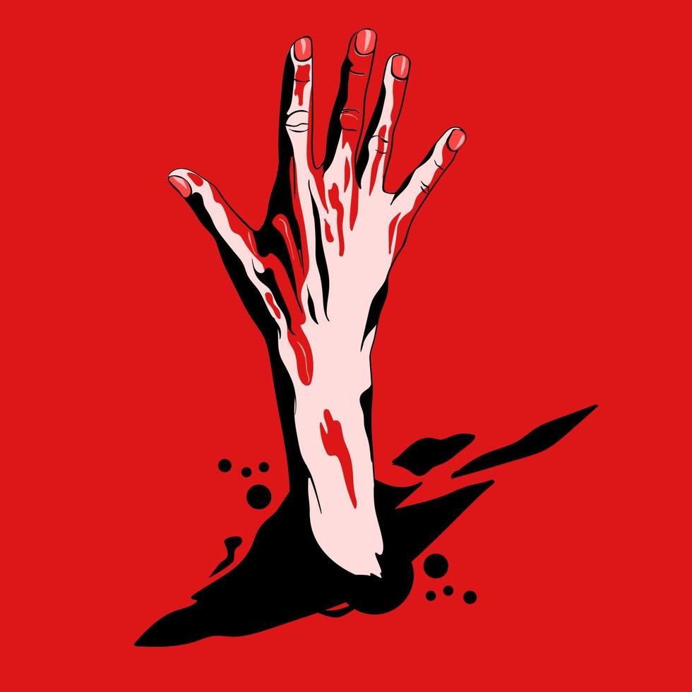 concepto de sangre de mano, vector de mano de ilustración