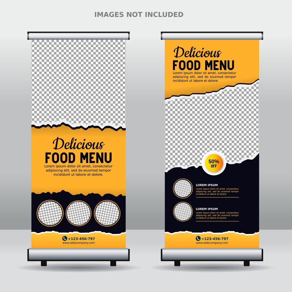 Food roll up business banner design template vector