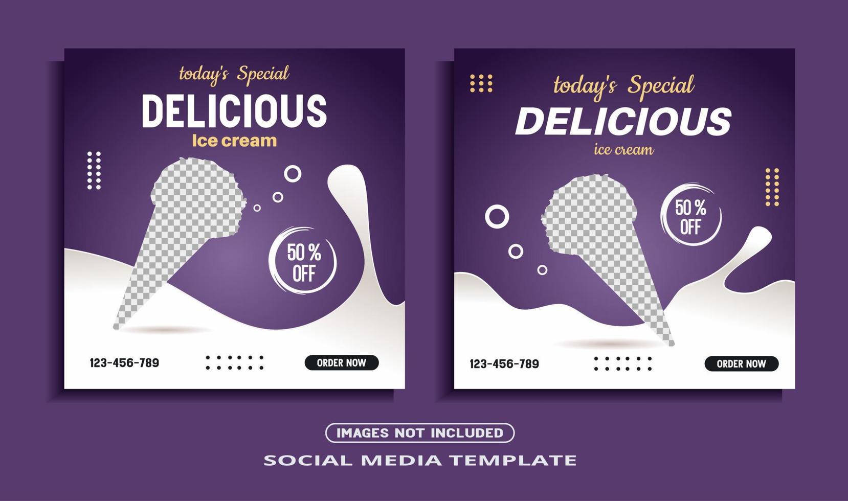 ice cream social media post template vector